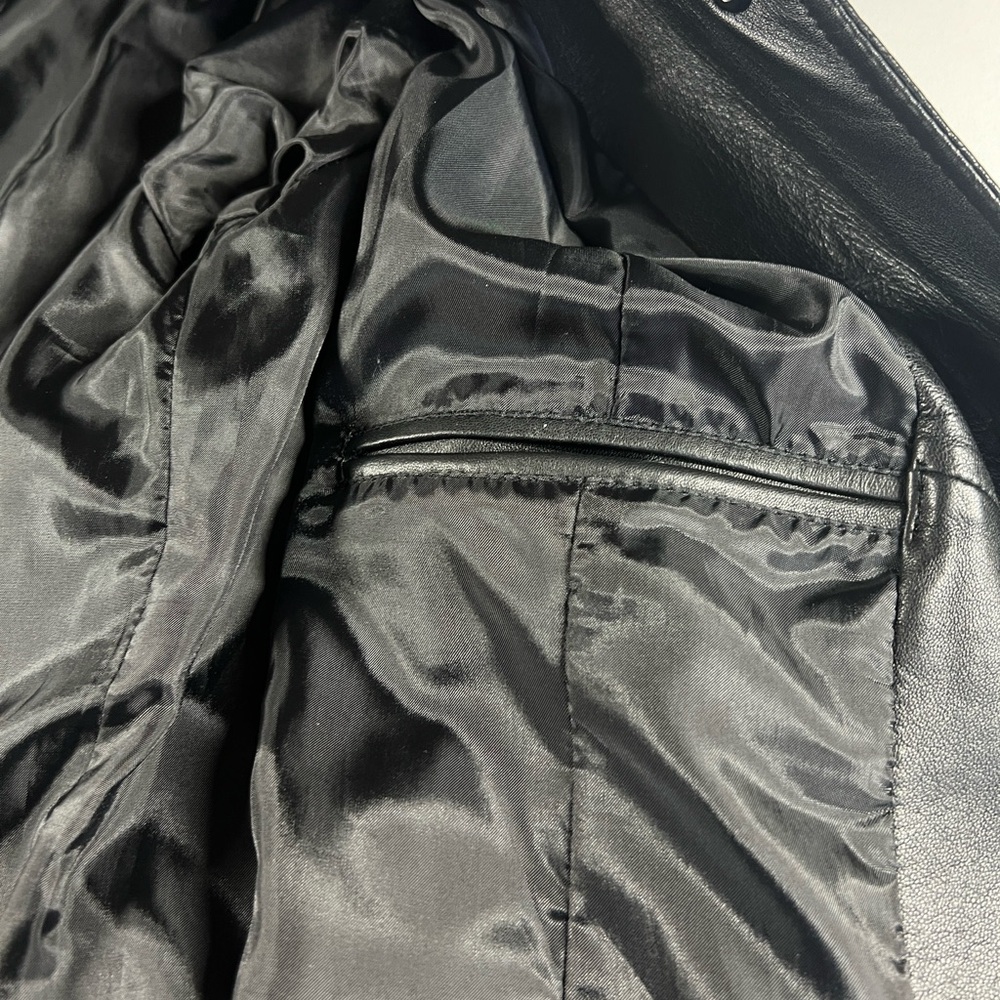Caslon Black Lamb Leather Long Coat Duster Lined Size M - Picture 10 of 16